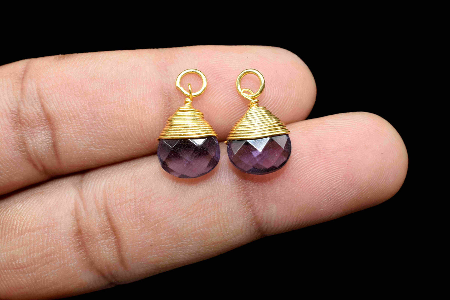Amethyst Faceted Connector,Wire Wrapped Gemstone Pendant,10mm Heart Shape Amethyst Charm,Amethyst Finding Jewelry,Amethyst GemstoneConnector