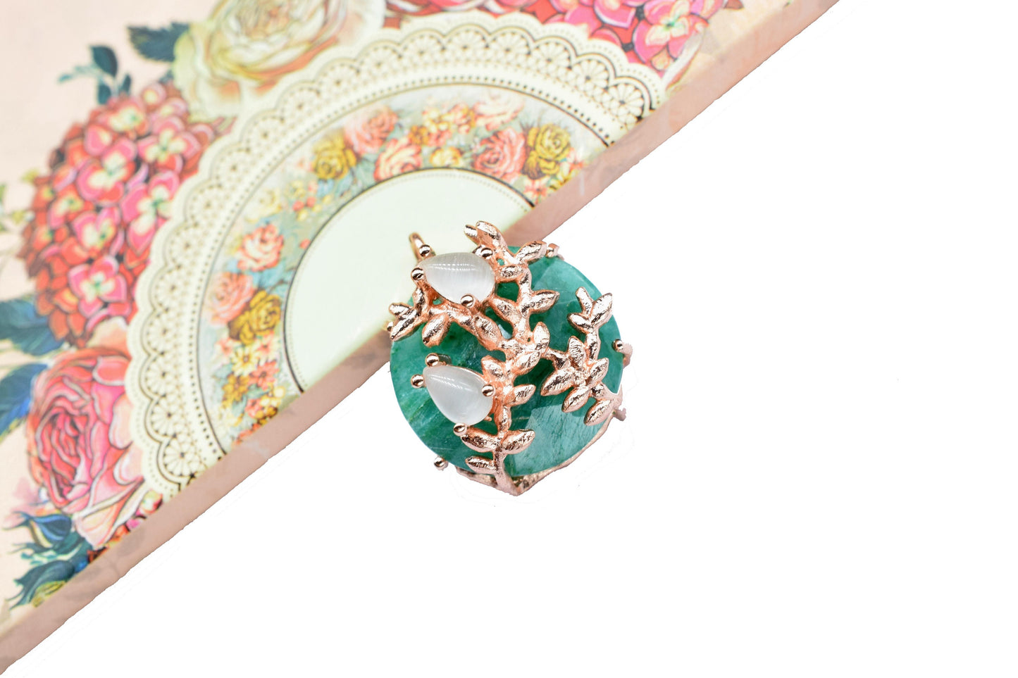 Emerald Pendant Charm,Multi Stone Pendant,Prong Set Pendant,Rainbow Pendant Jewelry,Handmade Craft,Leaf Designer Pendant,Circle Pendant,Gift