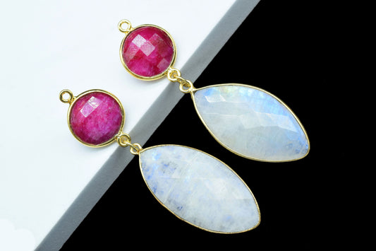 Ruby Component pendant,Dangle pendant Charms,Multi Stone Dangle Earring,Necklace Connector,Rainbow Gemstone Connectors,Handmade jewelry Gift