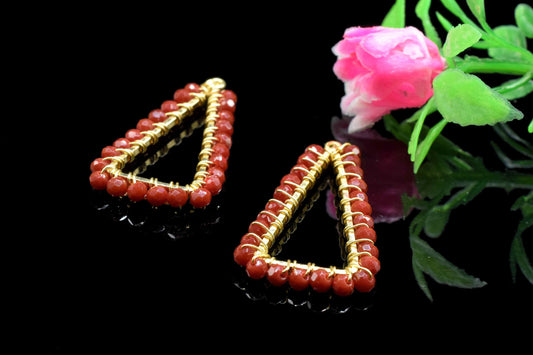 Natural Ruby Wire Wrapped Dangle Earring,Gemstone Component,Handmade Beads Earring Connector,Finding Necklace,Ruby jewelry,Component Jewelry