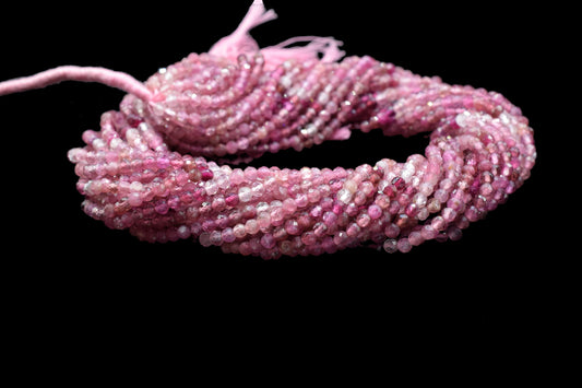 Pink Tourmaline Faceted Rondelle Beads,Gemstone Beads Strand,Tourmaline Shaded Beads,Micro faceted beads,Pink Tourmaline Strand Jewelry Gift