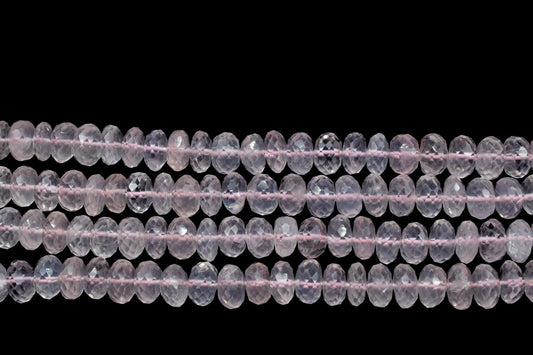 Rose Quartz Beads Grade AAA Genuine Gemstone Faceted Rondelle Loose Beads, 7.5x8mm Size Rose Quartz Beads, Gemstone Faceted Rondelle Beads