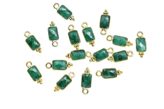 Gemstone Emerald Charms Pendant/Buguette Shape Pendant/Handmade Pendant/Tiny Pendant/Necklace Connector jewelry/Women Jewelry/B'day Gift