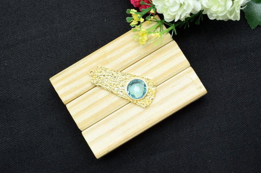 Blue Topaz Pendant , Blue Topaz Gemstone Handmade Pendant , Single Bail Charms , Gold Plated Connectors , Gemstone Connector Charm