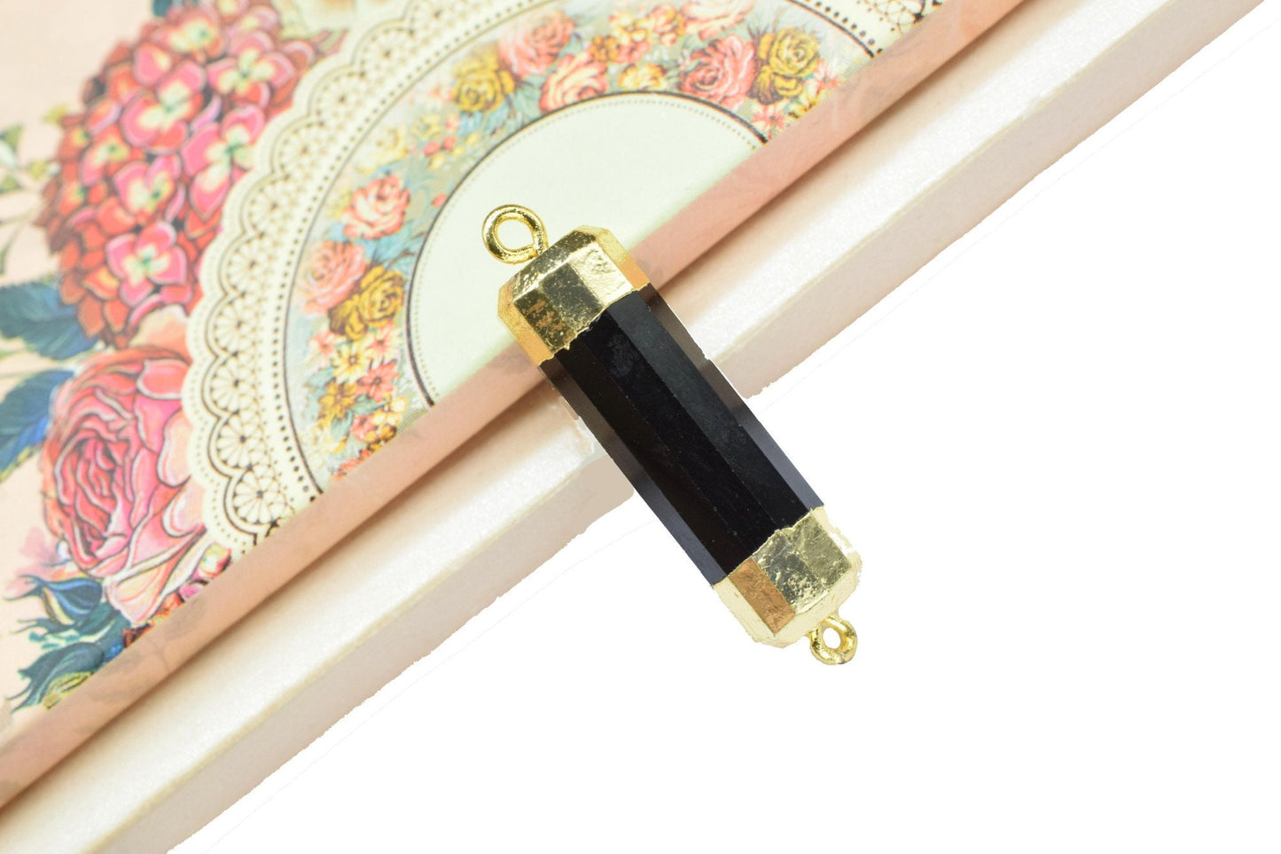 Black Onyx Pointed Pendants,Handmade Pencil Charms,Gemstone Black Onyx Jewelry Making Supply,Double Bail Point Connectors,Pencil Pendants