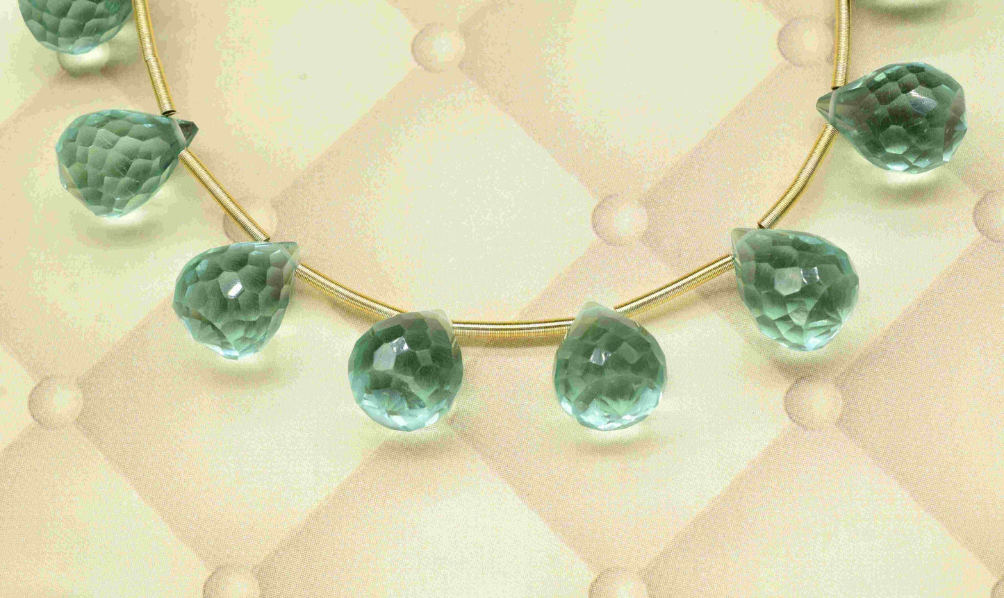 Green Amethyst 10x14mm Teardrop Briolette,Teardrop Bead,Green Amethyst Briolette,Gemstone Faceted Drop Briolette,February birthstone Jewelry