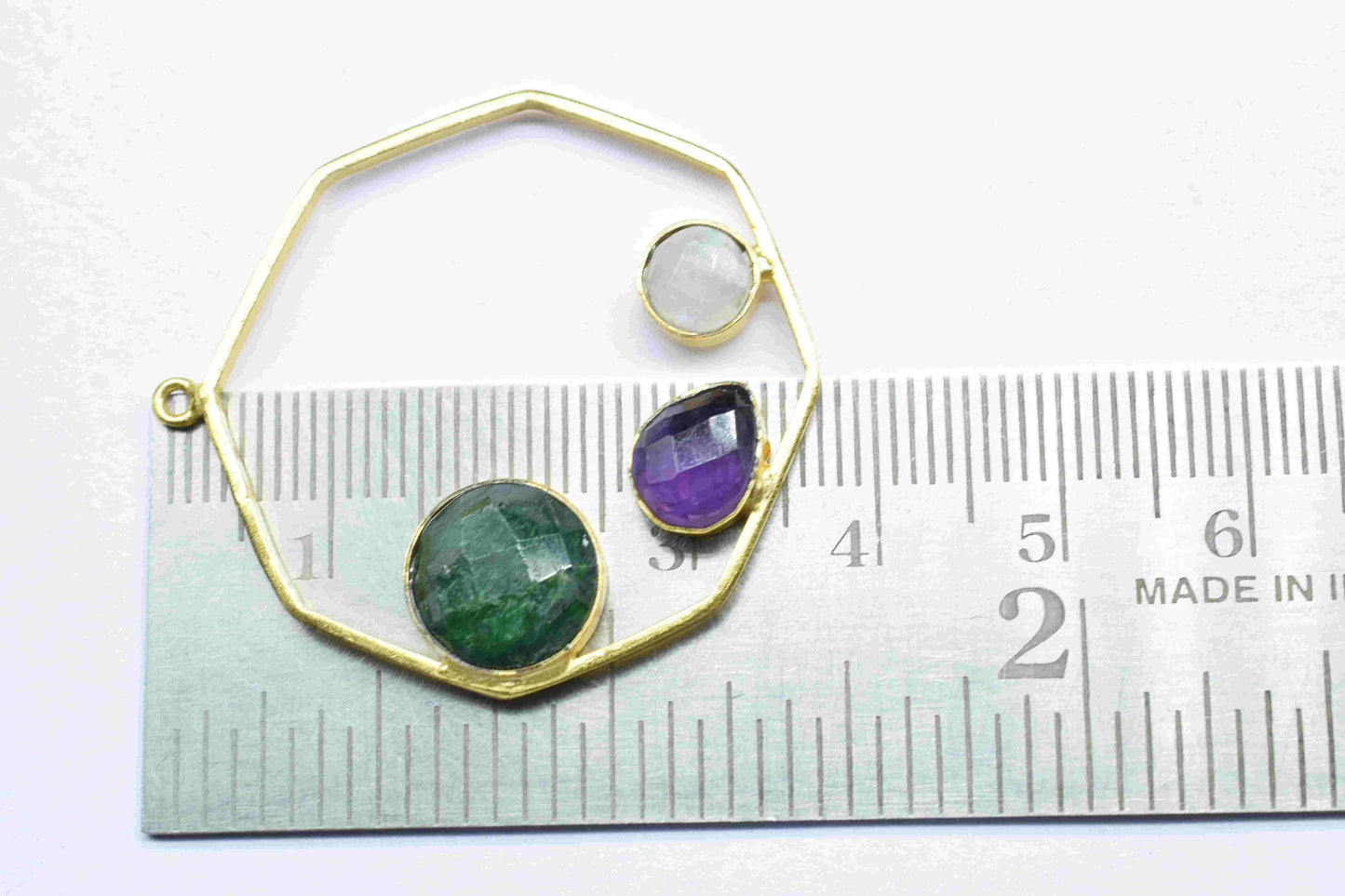 Multi Stone Gemstone,Blue Sapphire Gemstone 10mm Round Shape Pendant,Emerald Pendant,Moonstone Faceted Gemstone,Finding Hexagon ShapeJewelry