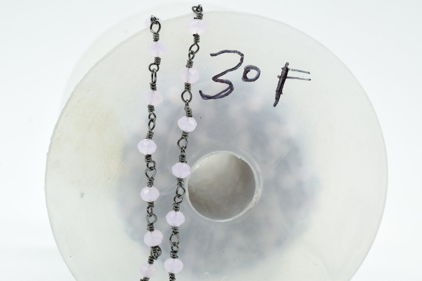 Rose Quartz 3mm Beaded Chain,Pink chalcedony Wire Wrapped Chain,Rose quartz Brass chains,Jewelry Making Chain,Rose Quartz Beads rosary chain