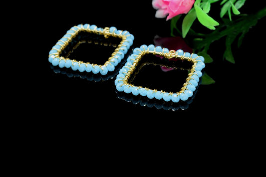 Turquoise quartz Wire Wrapped Dangle Connector, Gemstone Components, Handmade Earring, Finding Necklace Component Jewelry, Earring Connector