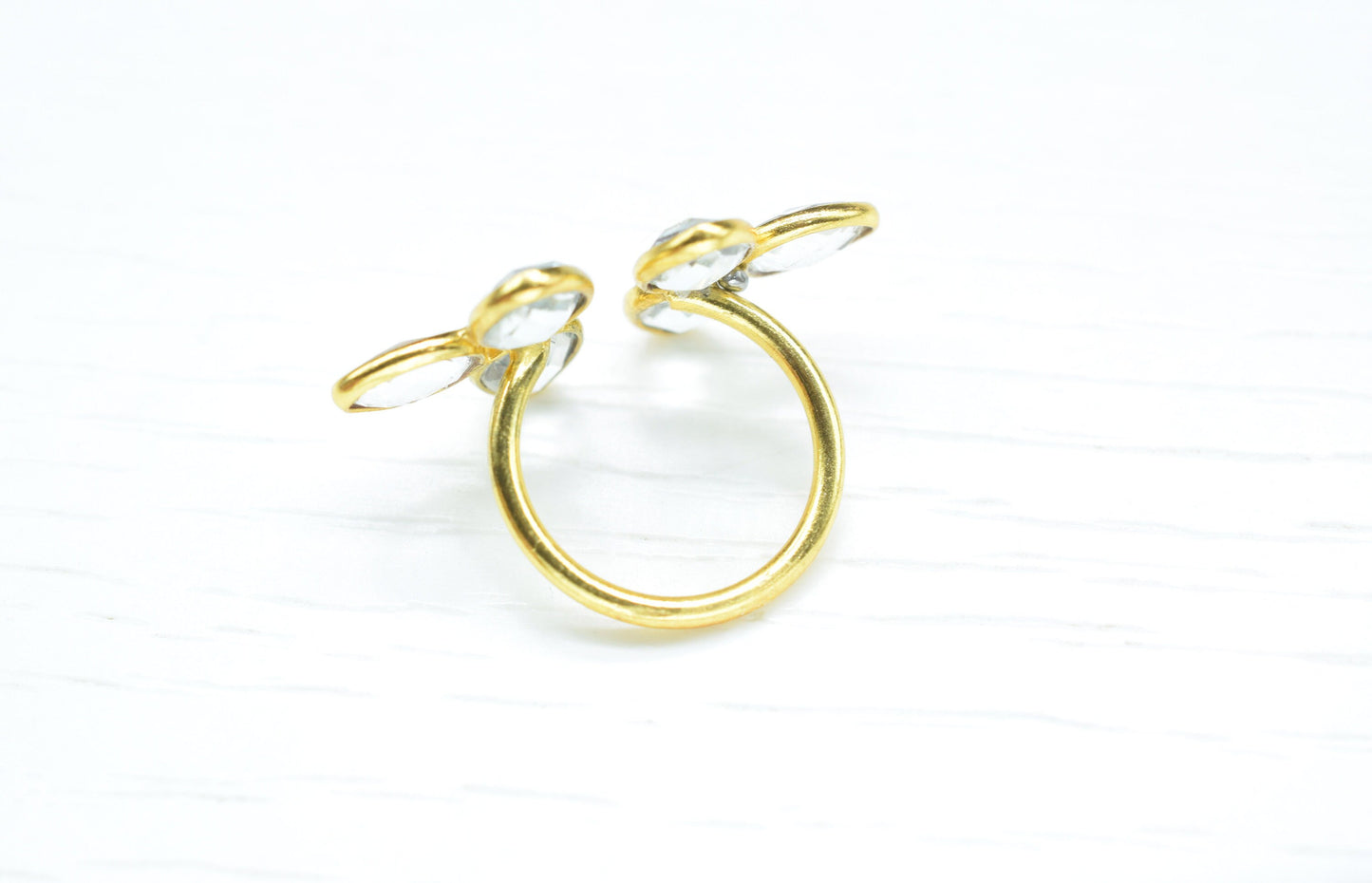 Crystal Ring/Pear cut Stone Ring/Crystal Jewelry/Quartz Ring/Clear Crystal Engagement Ring/Bridal Jewelry/Handmade Ring/Gift For Her