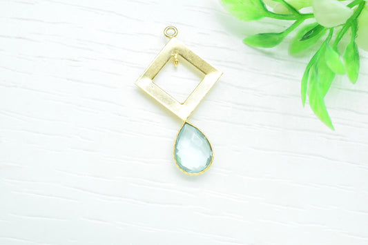 Sky Topaz Teardrop Pendant/Single Bail Charms/Sky Topaz Faceted Gemstone Pendant/Gemstone Component/Handmade Jewellery Making Items/Pendatif