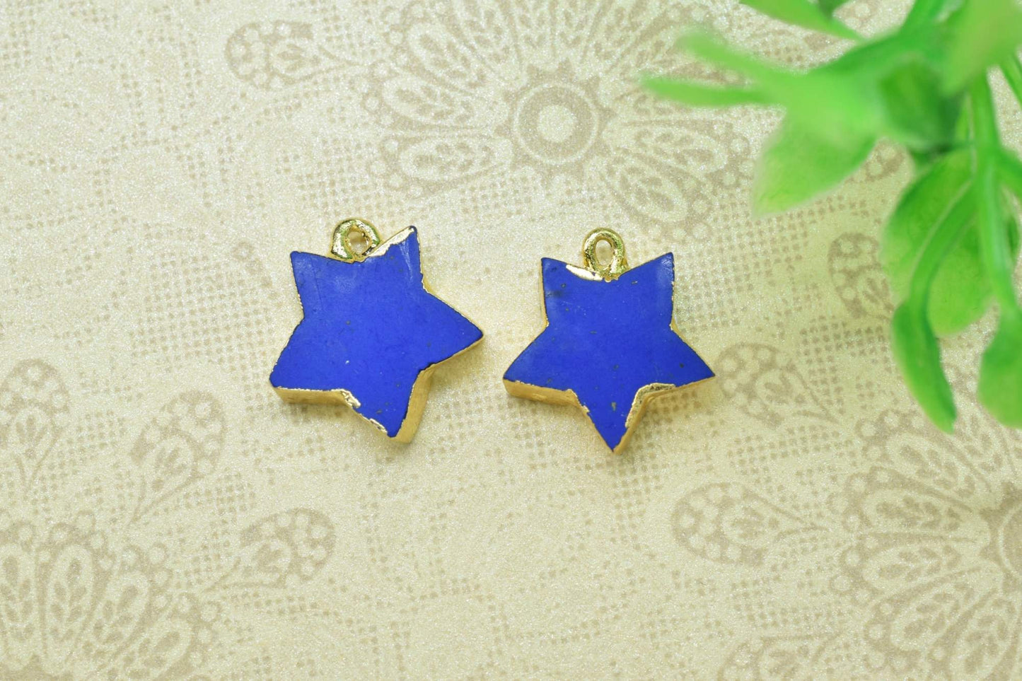 Lapis Lazuli Star Connector,Single Bail Connector,Handmade Star Charms Necklace,Star Pendant Jewelry Supply,Electroplated Gemstone Jewelry