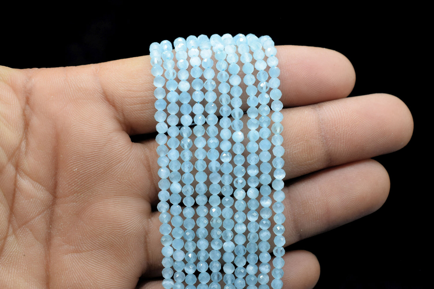 Aquamarine AAA Faceted beads/Loose Gemstone Beads/Aquamarine Beads Strand For Jewelry Making/3mm-3.5 mm Aquamarine Rondelle Beads/Gift