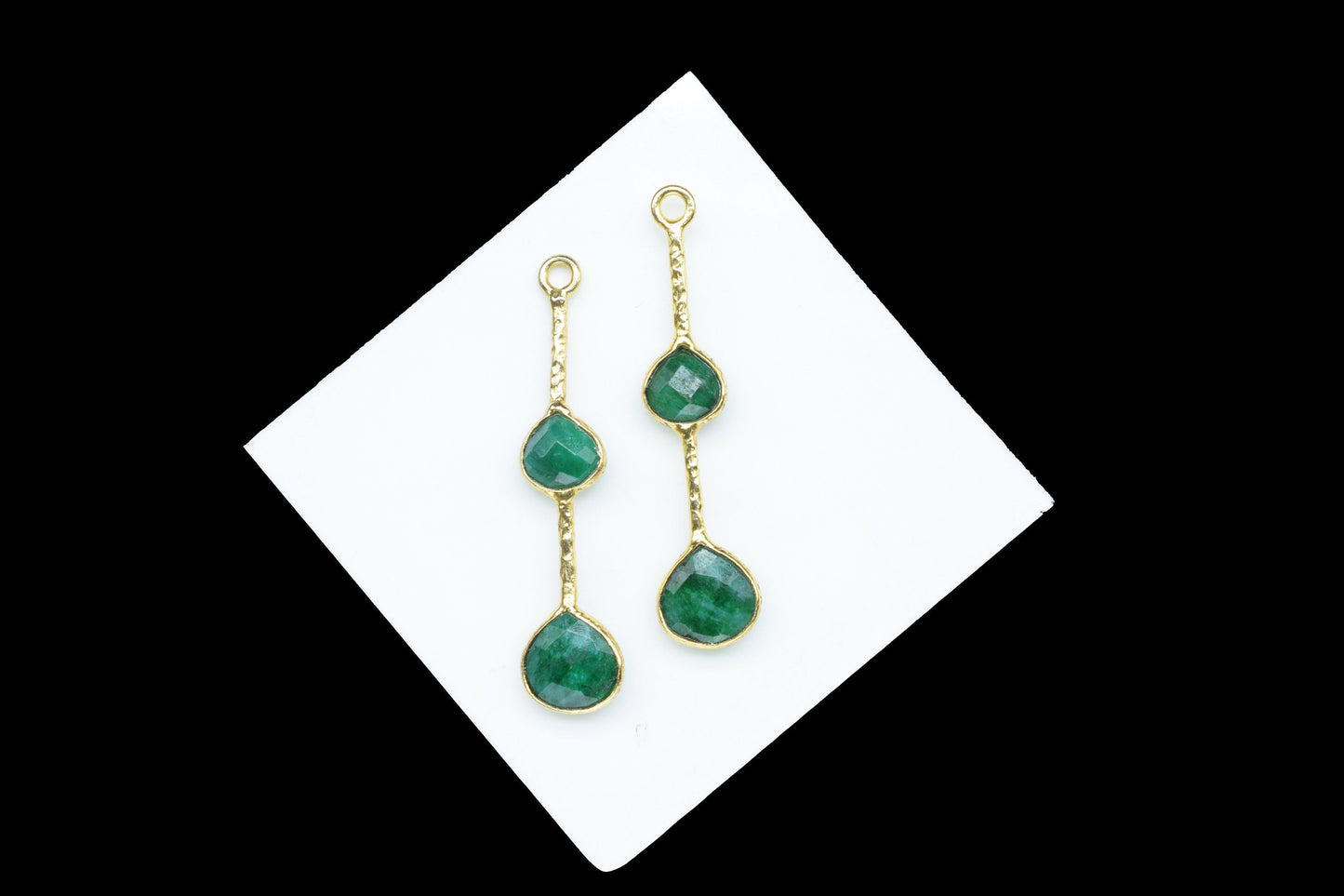 Emerald Gemstone Heart Shape Faceted Bezel Connector/Jewelry making Stone/Handmade Jewelry/Long Gemstone Pendant/Emerald Bezel Charm/Gift