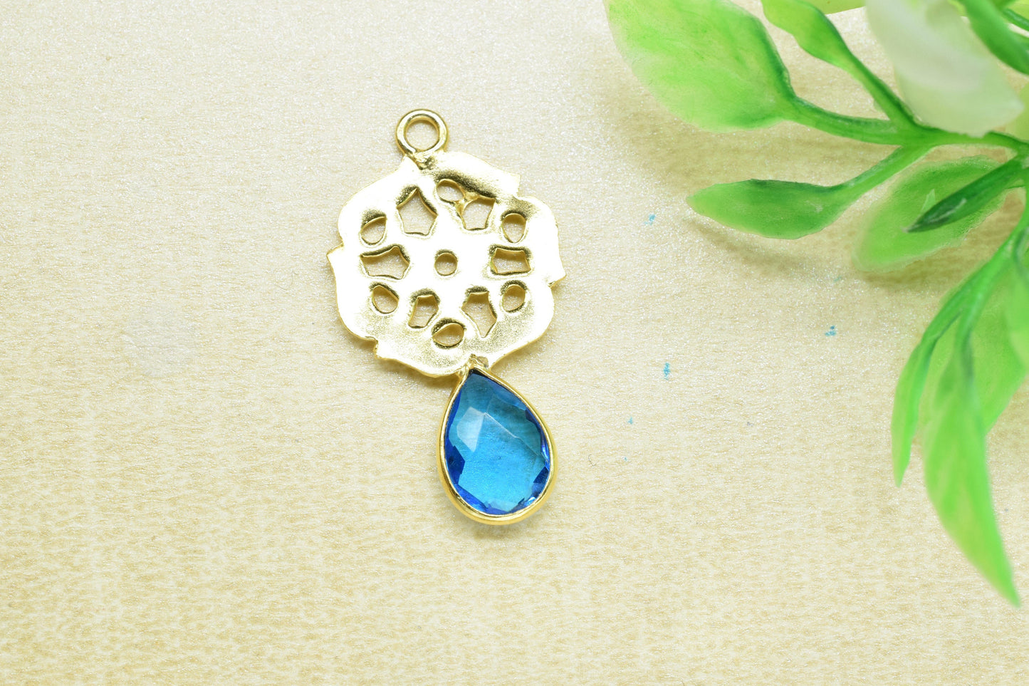 Blue Topaz Teardrop Pendant/Single Bail Charm/Blue Topaz Faceted Gemstone/HandmadeEarring/Earring Making Bezel/Blue Topaz Pear Shape Earring