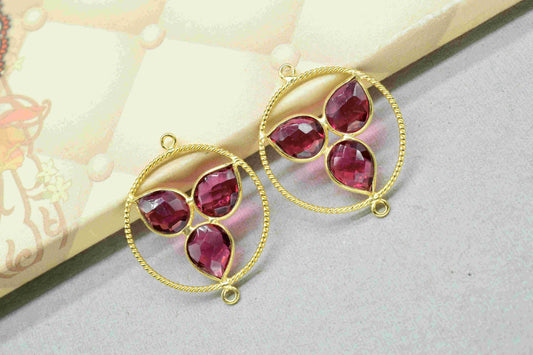 Pink Tourmaline Quartz 7x10mm Teardrop Shape Pendant, Finding Round Shape Pendant,Component Earring,Finding Necklace Component Jewelry,Gift