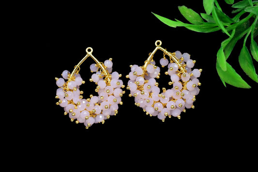 Rose Quartz Wire Wrapped Dangle Connectors,Charms Necklace,Rose Quartz Jewelry,Teardrop Pendant,Gemstone Component,Handmade Beaded Earring