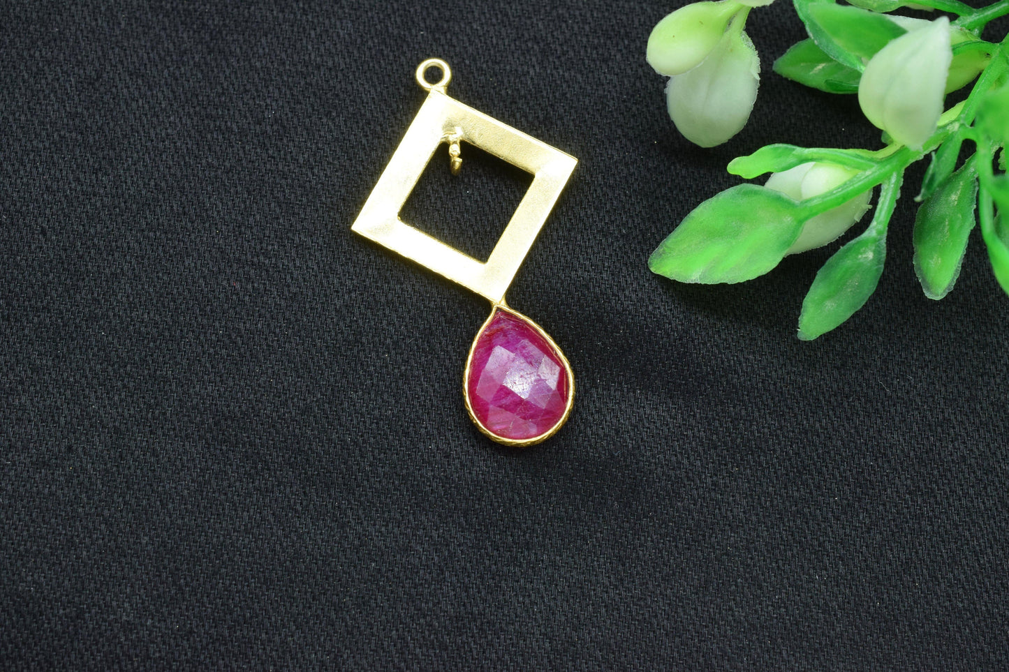 Natural Ruby Teardrop Pendant/Single Bail Charms/Ruby Faceted Gemstone Pendant/Gemstone Components/Handmade Jewellery Making/For Wholesale