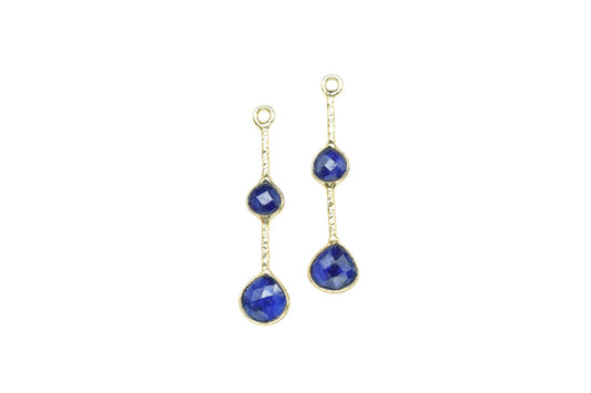 Blue Sapphire Gemstone Heart Shape Faceted Bezel Connector/Jewelry making Stone/Handmade Jewelry/Long Gemstone Pendant/Sapphire Bezel Charm