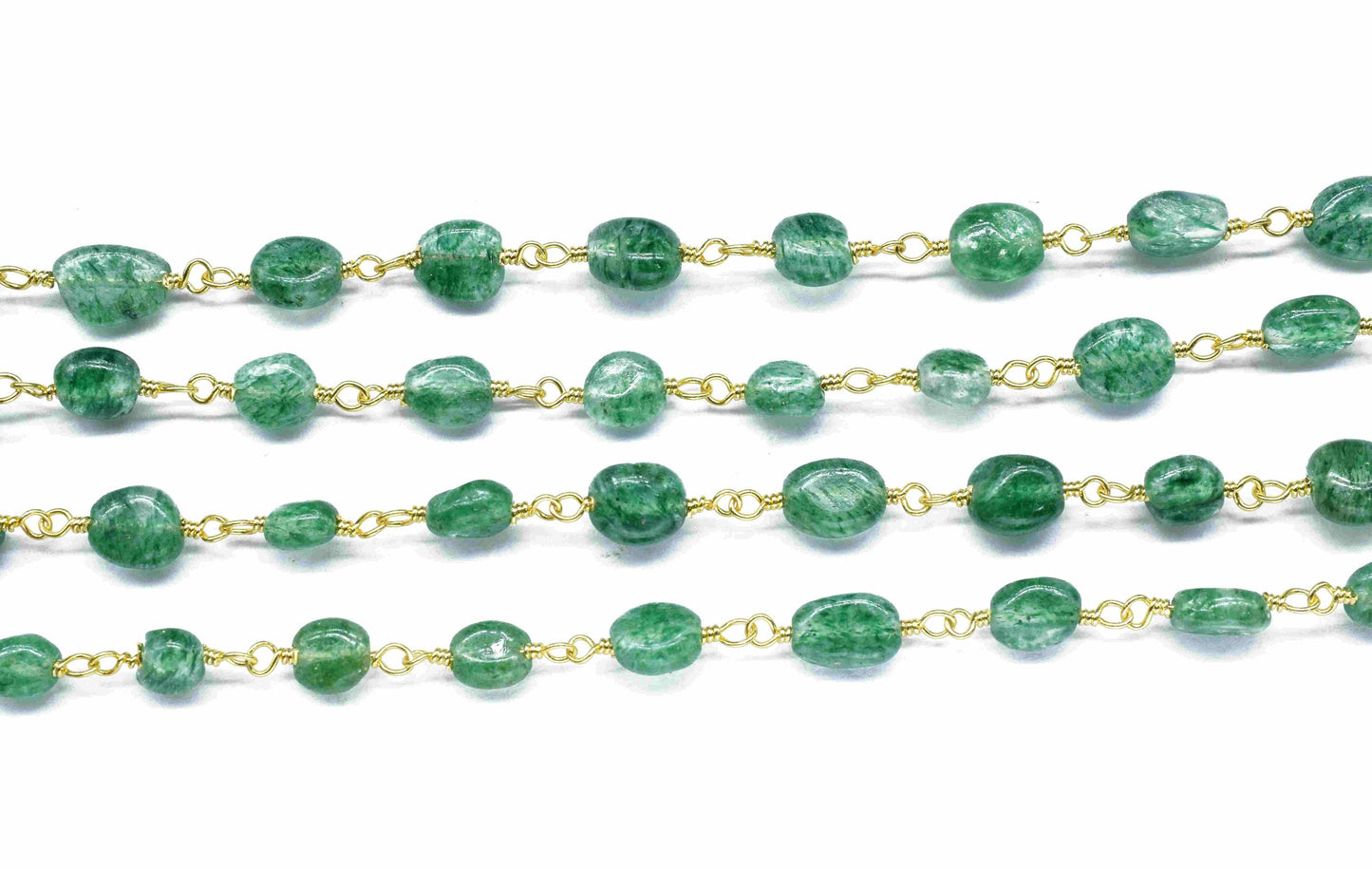 Green strawberry Smooth Beaded Chain,Green strawberry Beads Gold Plating Beads Chain Jewelry,Green strawberry Beads Link Rosary Style Chain
