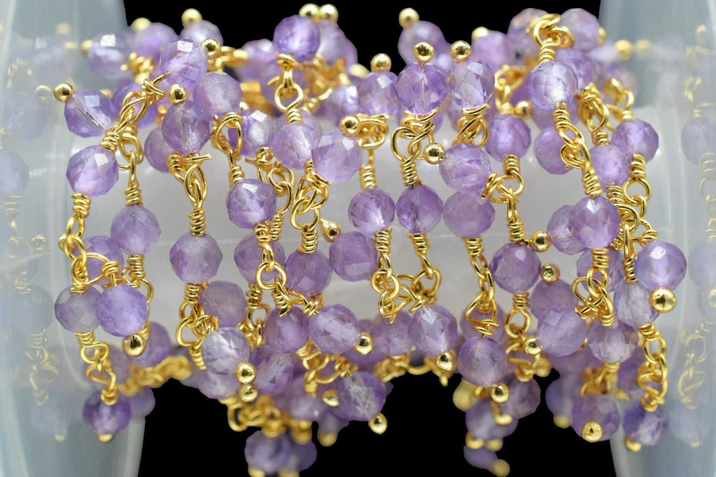 Natural Amethyst Dangling Bead Chain,Gemstone Rosary Chain,Wire Wrapped Necklace Chain,Amethyst Cluster Rosary Chain,Handmade beaded Jewelry