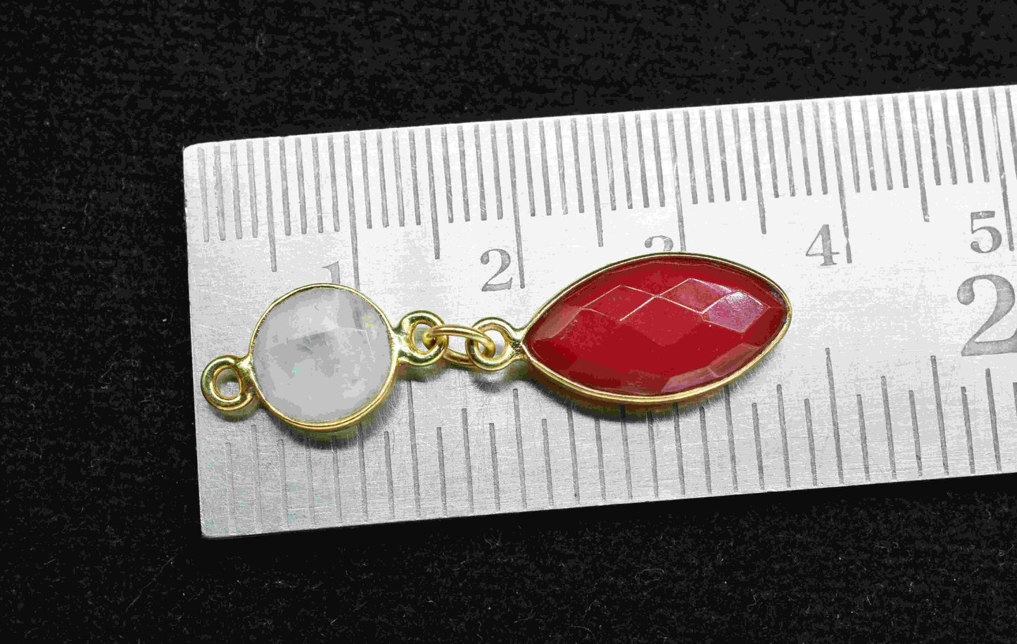 Red Coral Component pendant,Multi Gemstone Dangle Earring,Moonstone Connector jewelry,Dangle pendant Charm,Handmade Station Bezel Link,Gift