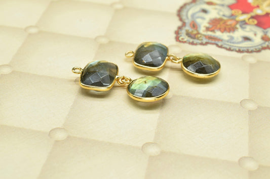 Labradorite Dangle Earring,Station Bezel Link,Handmade Connector,Gemstone Jewelry,Multi Stone Jewelry Earring,Labradorite pendant Connector