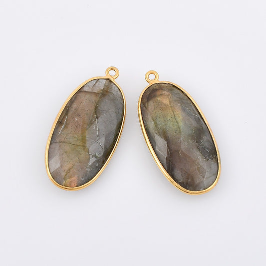 Labradorite 14x28mm Long oval Shape bezel,Gold Plated bezel,Labradorite Bezel Charm,Gold Vermeil Bezel,jewelry making charmGold-Filled bezel