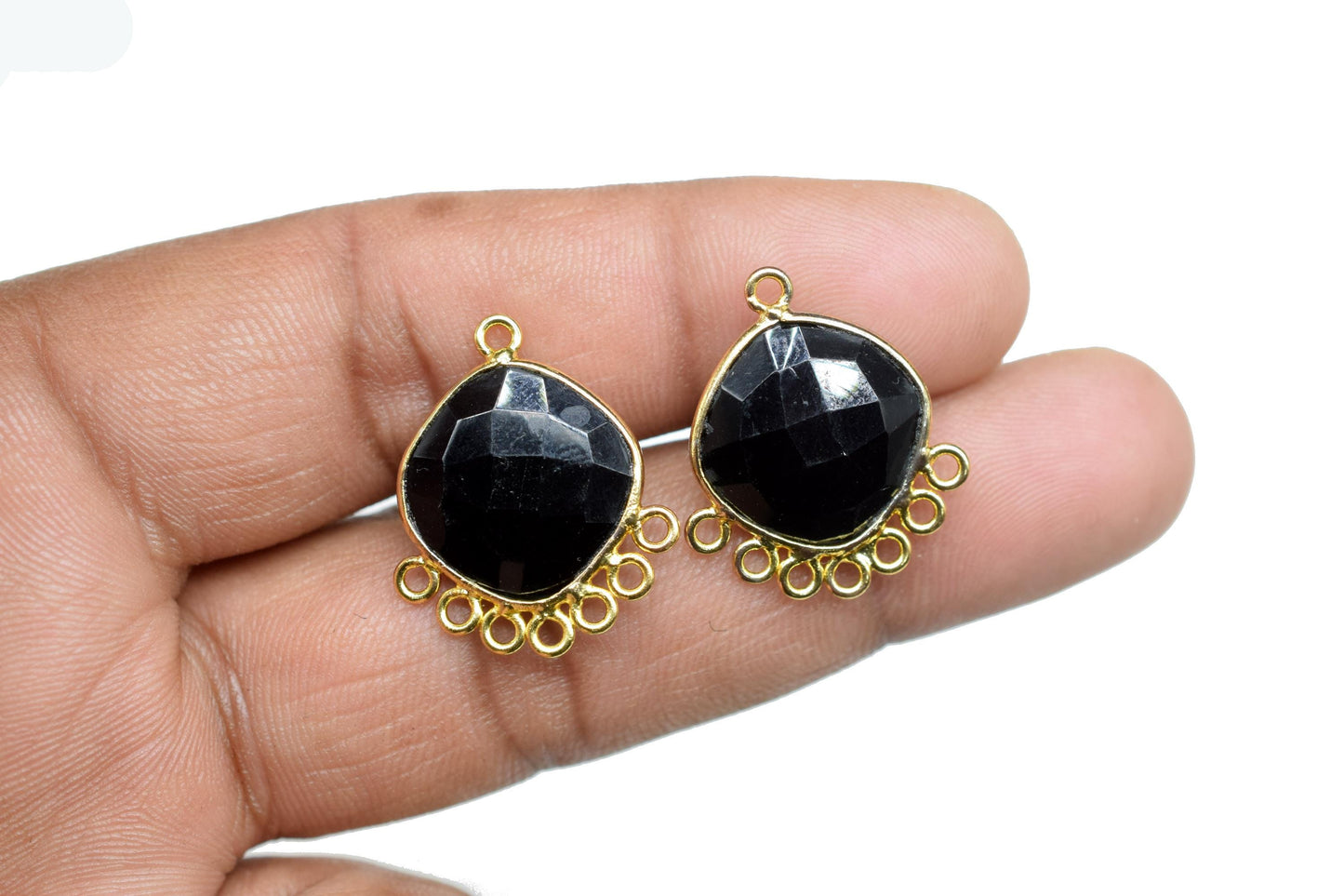 Black Onyx 14mm Cushion Bezel Charms/Gemstone Single Bail/Component charm/Handmade Jewellery Connectors/Women Jewelry/Handmade Connector