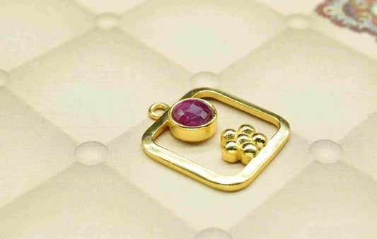 Ruby Gemstone Component , Ruby Connector Pendant , Gold Plated Connectors , Pendant Jewelry , Earring Component , Women Jewelry