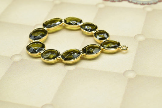 Green Tourmaline Component Jewelry,Tourmaline Finding Single Bail Connectors,Tourmaline Dangle Earrings,Green Tourmaline Earring Connector