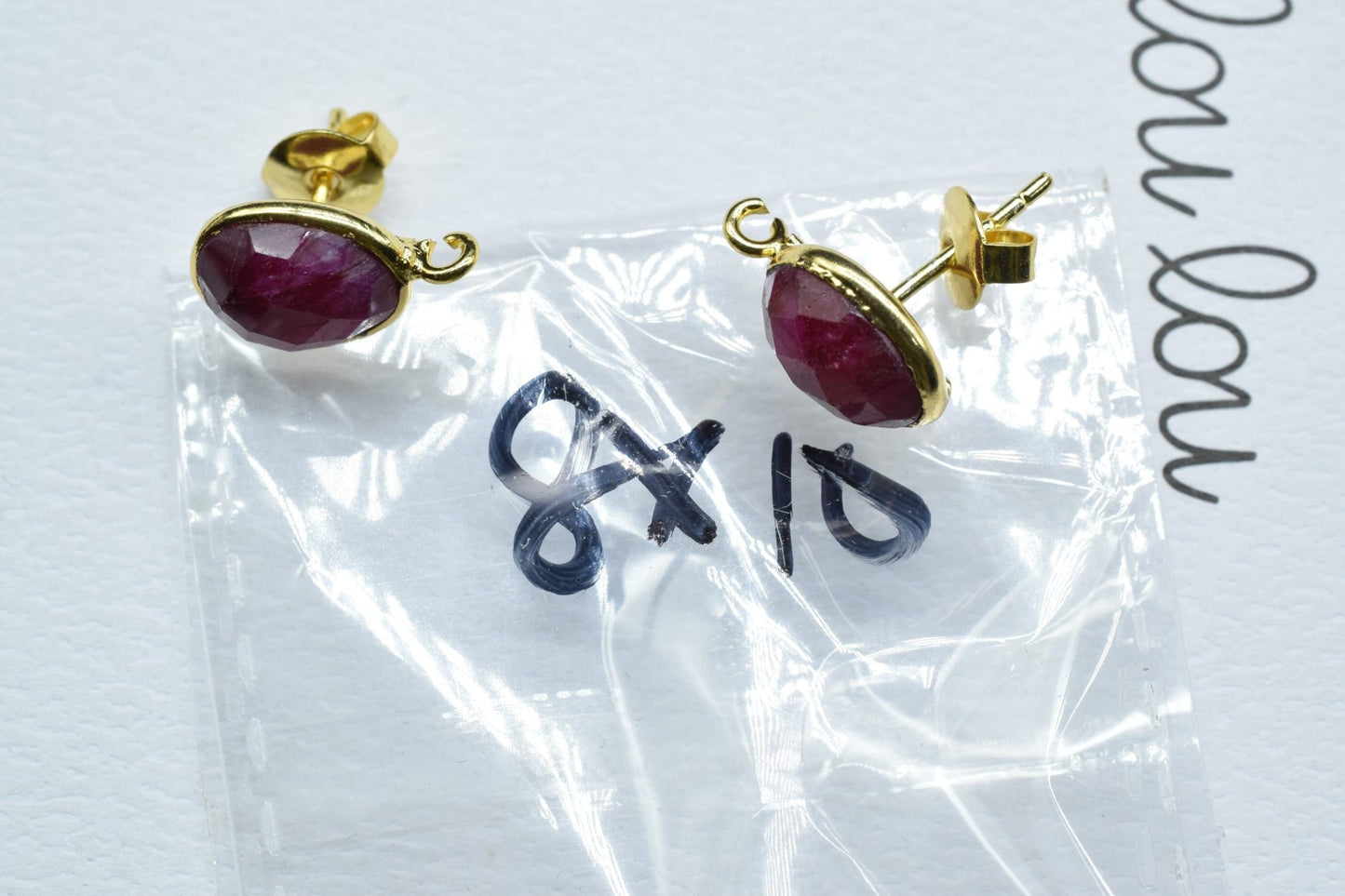 8x10mm Oval Ruby Earring Connector,Jewelry Craft Supplies,Earring connectors post stud, Jewelry,Bezel Earring Connector,Jewelry Findings