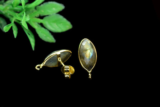 Labradorite Marquise Earring Connector,Gemstone Studs Connector,Craft Supplies,Jewelry Findings,Jewelry Making Connector,Labradorite Jewelry