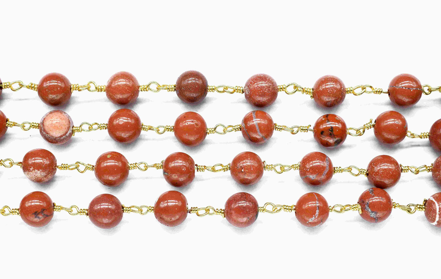 Red Jasper Smooth Gemstone 6mm Round Beads Rosary,Red Jasper Wire Wrapped Beads Chain,Red Jasper Beads Chains,Bulk Wholesale Beads Chains