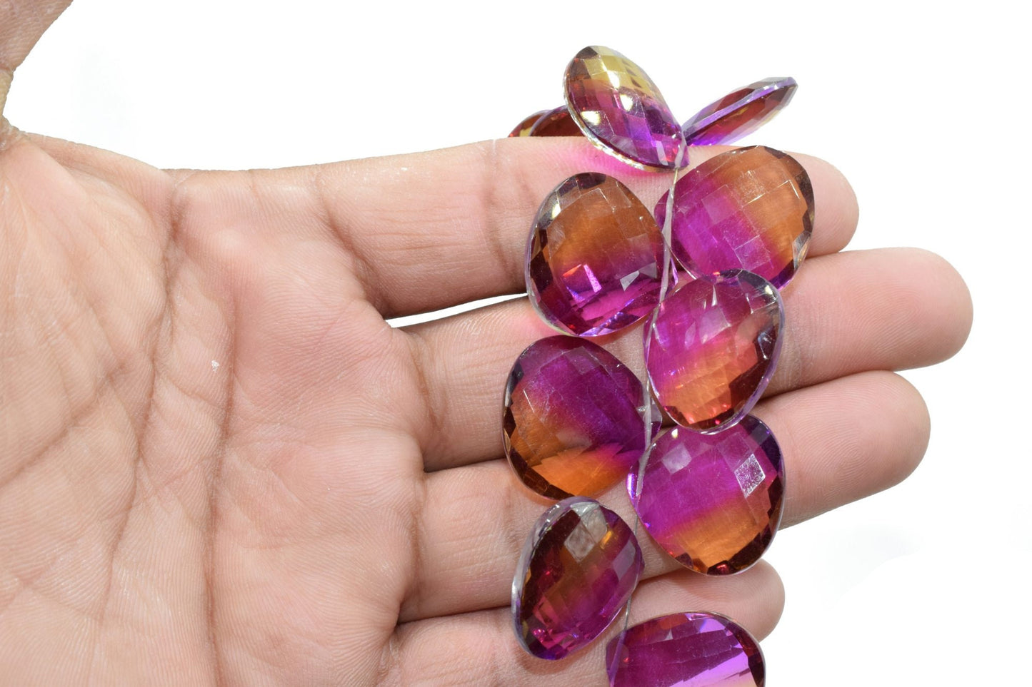 Ametrine 15mm Heart Shape Faceted Beads,AMETRINE briolette beads,fancy gemstone briolettes,jewelry making briolettes,Ametrine Heart Shape