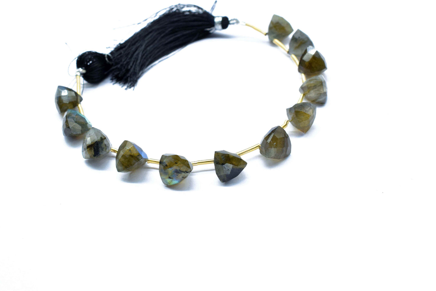Flashy Labradorite Trillion Faceted Beads,9 to 10mm Trillion Shape Briolettes,Labradorite 3D Trillion Bead,Labradorite Triangle Shape Beads