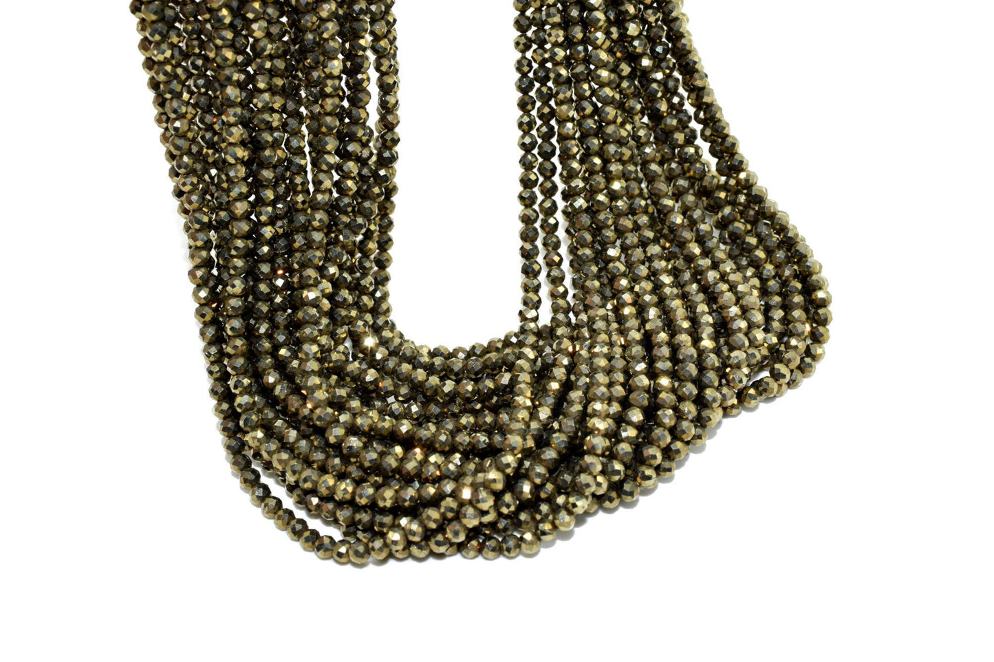 Pyrite Faceted Beads,Natural Gemstone Beads,Pyrite Stone Beads,3-3.50mm beads strand,Rondells Bead Strand,Semi Precious Bead,13"Full Strand