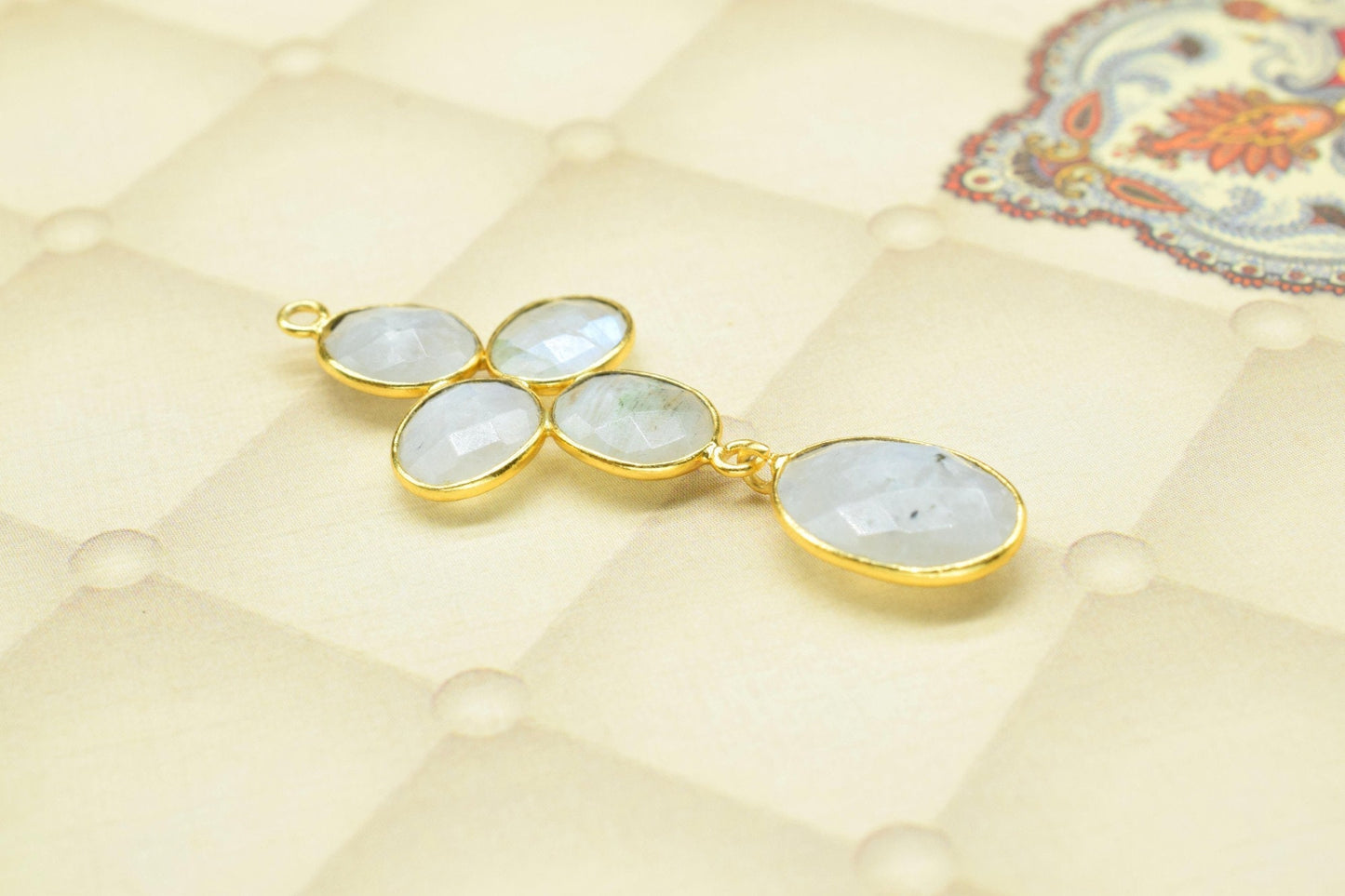 Natural Gemstone Pendant,Wedding Pending,Handmade Component Jewelry,Gemstone Bezels Pendant Charm,Natural Rainbow Moonstone Pendant,Gift