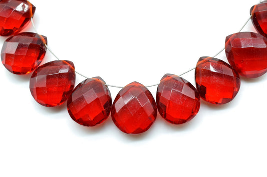 Garnet Faceted 10x12mm Pear Shape Briolettes,Garnet Pear Shape Side Drill Beads,Red Garnet Briolettes,Super Finist Briolettes,Garnet Beads