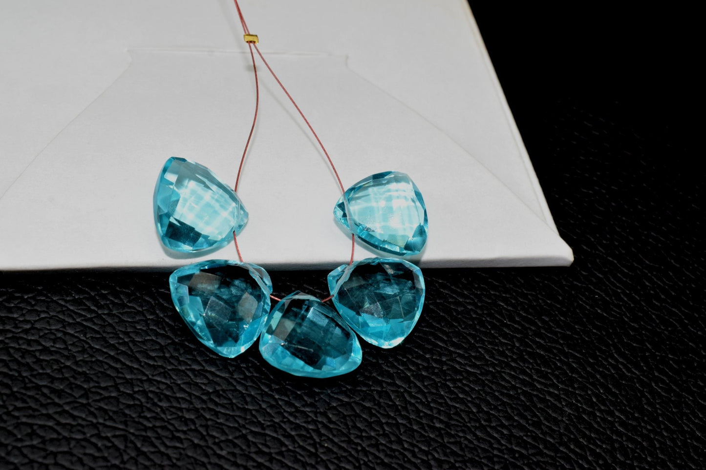 Blue Apatite Faceted Trillion Shape Briolettes,Side drilled Briolette,Finest Apatite Briolette,Handmade Briolette, Birthstone briolette