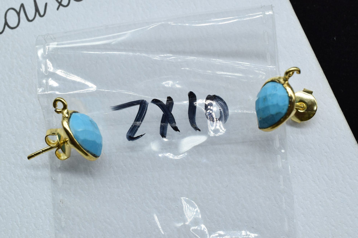 Turquoise 7x10mm Earring Connector,Gemstone Connector Post Stud,Jewelry Supplies,Earring Findings,Jewelry Making Connector,Ear Post Studs,