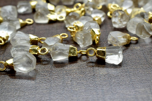 Crystal Quartz Raw Pendants,Crystal Quartz Pendant Connector Jewelry Necklace,Rough Electroplated Chams,Loose Stone Pendant,Gemstone Pendant
