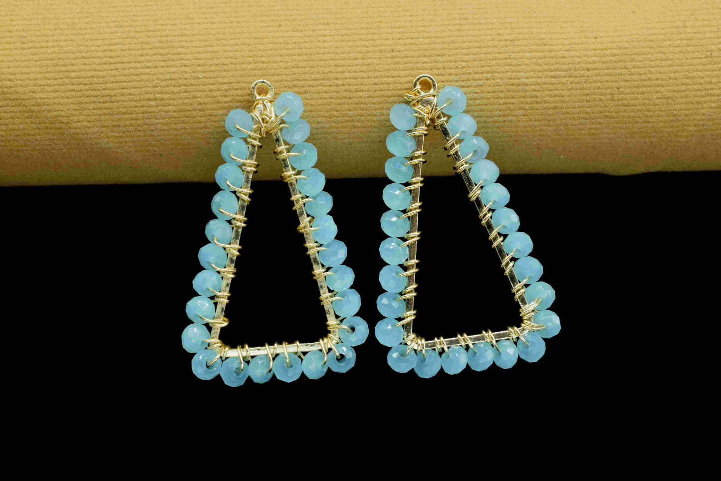 Aqua Quartz Wire Wrapped Dangle Earring, Gemstone Component,Handmade Connector,Beaded Earring Connector,Finding Necklace,Aqua Quartz Jewelry