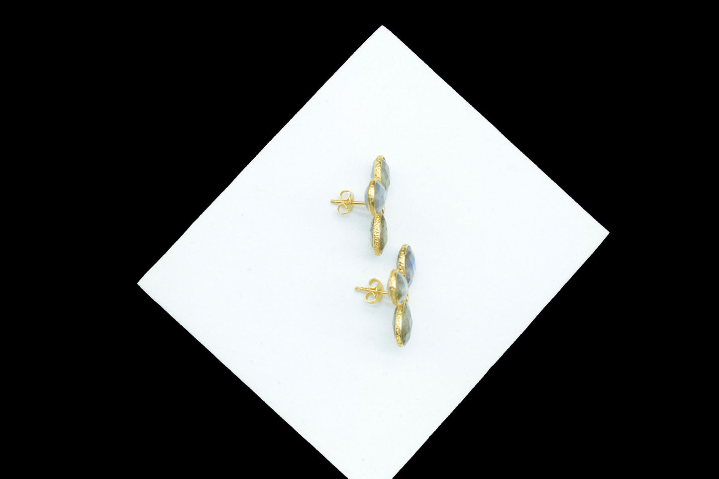 Labradorite Gemstone Earring Connector/Gold Plated Jewelry/Labradorite Handmade Jewelry/Bezel Component/Jewelry making Stone/Pear Shape/Gift