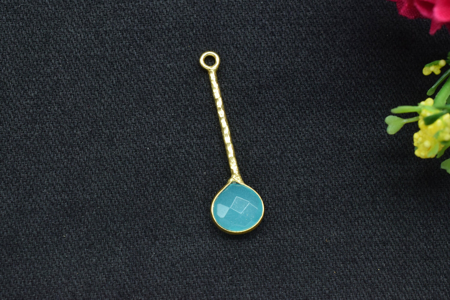 Peru Chalcedony Charm/Gemstone Component/Faceted Peru Chalcedony Charm/Necklace Pendant/Single Bail Charm/Summer Collection/Wholesale Supply