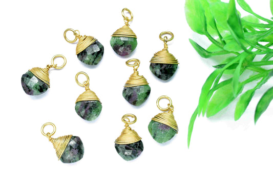 Ruby Zoisite Square Wire Wrapped Pendant,Loop Connector,Pendant Jewelry,Wire Wrapped Necklace,Zoisite Jewelry,Gemstone Faceted Connector