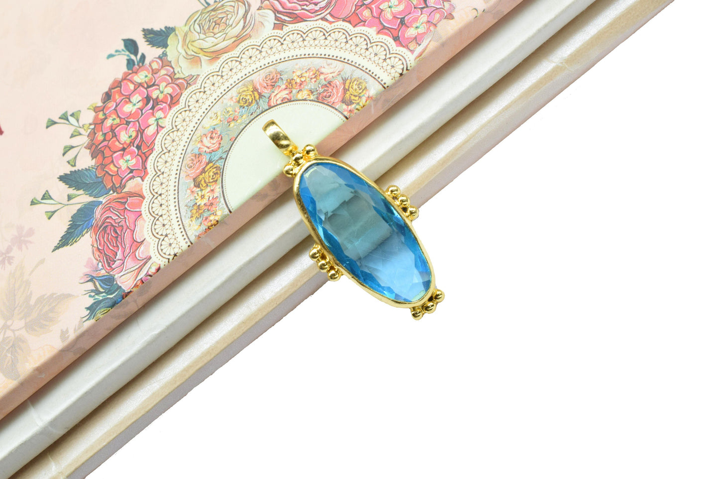 Sky Topaz Pendant Charms,Statement Pendants,Loop Pendants,Boho Pendant,Oval Shape Pendant Jewelry,Gemstone Pendants,Handmade Pendant,Gift