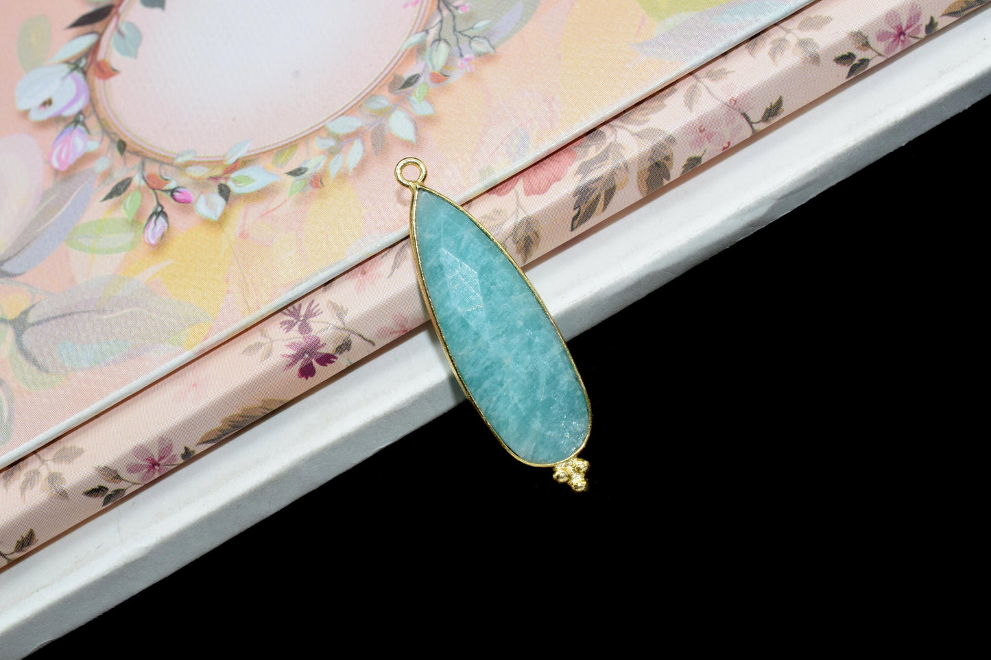 Amazonite 10x30mm Bezel charms,Amazonite Pendant,Station Bezel Link Supplies,Amazonite Jewelry making,Connector Pendant,Gemstone Teardrops