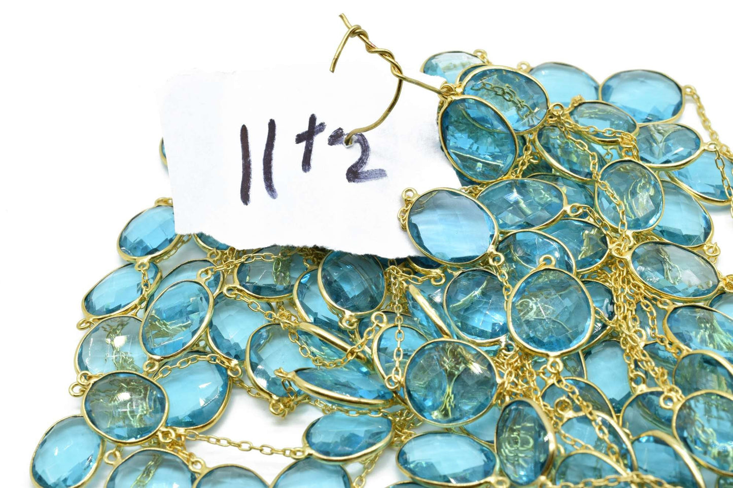 London blue Topaz connector link Chain,blue Topaz Bezel Chain,blue Topaz Oval Shape Connector Chain,blue Topaz bezeled chain,blue Topaz link