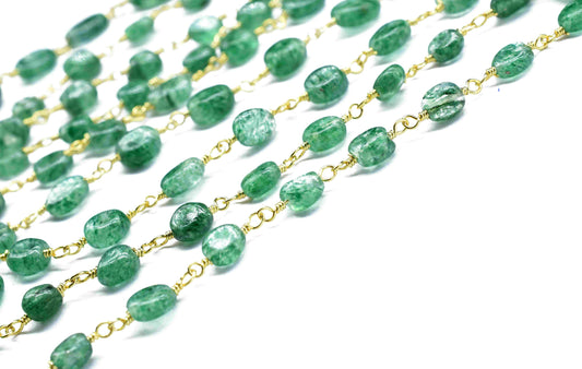 Green strawberry Smooth Beaded Chain,Green strawberry Beads Gold Plating Beads Chain Jewelry,Green strawberry Beads Link Rosary Style Chain